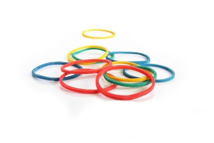 colorful rubber band used for magic tricks.